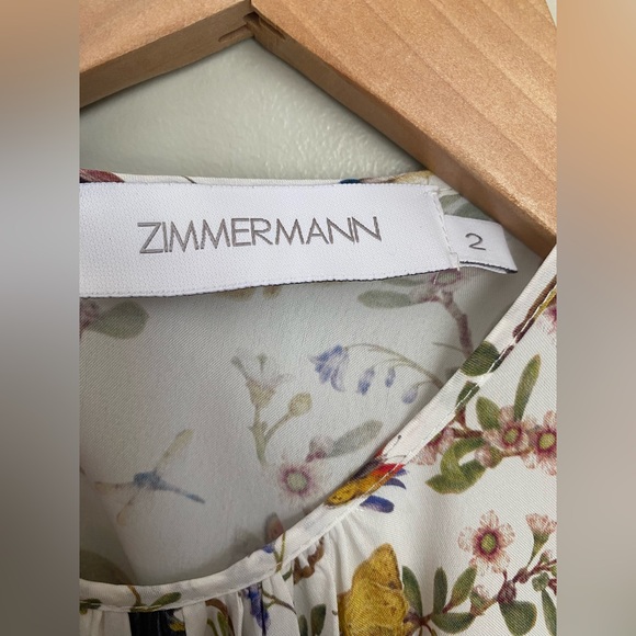 Zimmermann Frilled Tank MIDI Dress Garden Print Butterfly Size 2 / US Medium - Picture 5 of 16